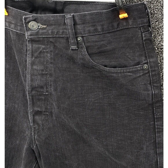 Levi's Mens 501 Jeans 36x34 Regular Fit Denim Button Fly Black Pants Western - Picture 7 of 13
